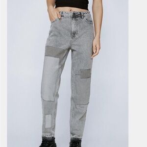Nasty Gal Organic Patchwork Grey Fringe Jeans Trendy Distressed Denim Organic 6